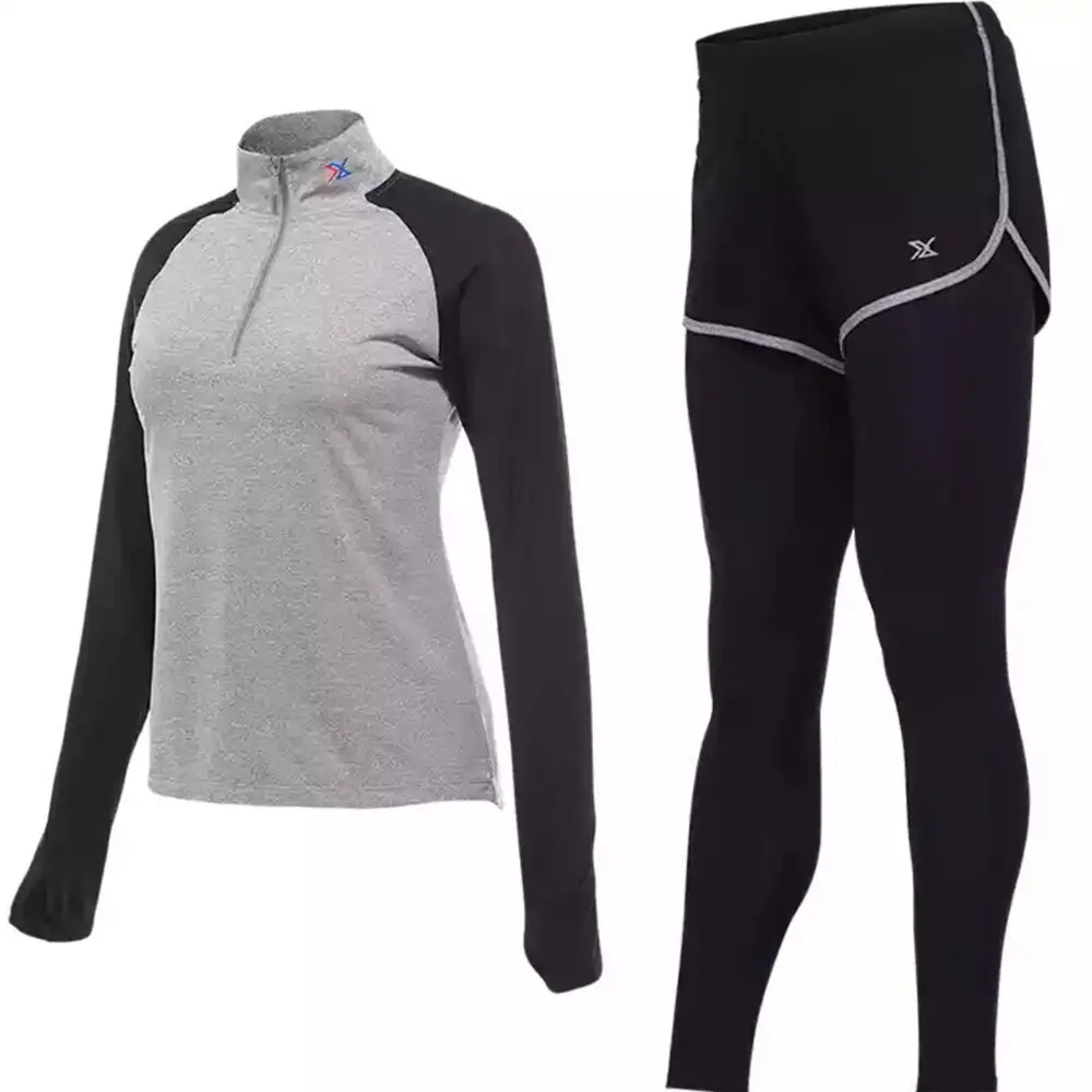 Vansydical спортивные костюмы Для женщин Фитнес Йога комплект спортивная одежда для бега быстросохнущая для бега Спортивная одежда 2 шт - Цвет: TC3175 light gray