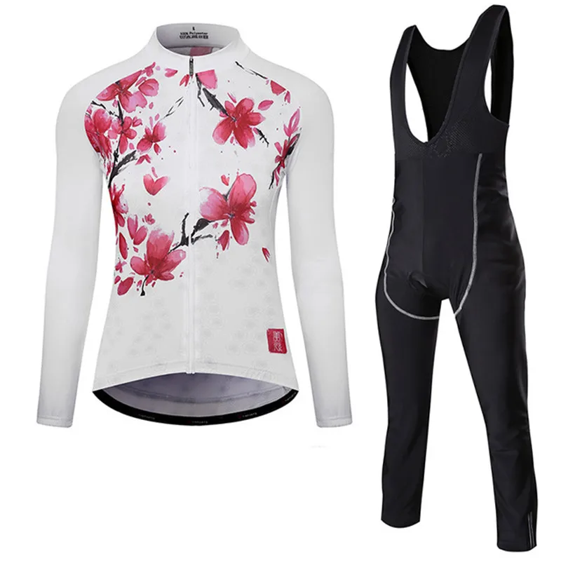 Spring Long Sleeve Woman Cycling Set UV Protect Cycling Jerseys Suit