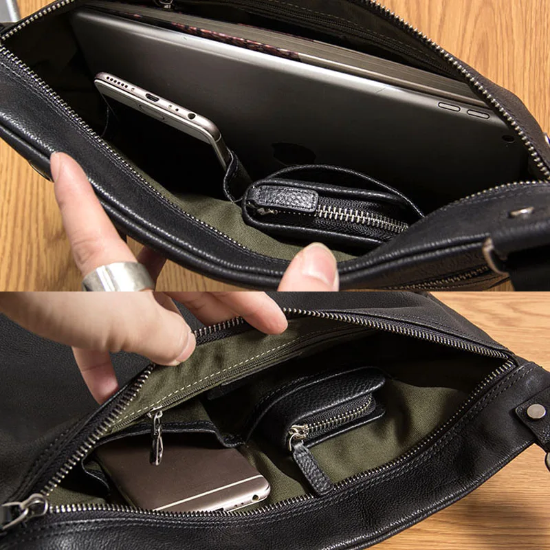 AETOO Leather men's bag new men's shoulder Messenger bag cross section casual soft leather small bag anti-theft bag