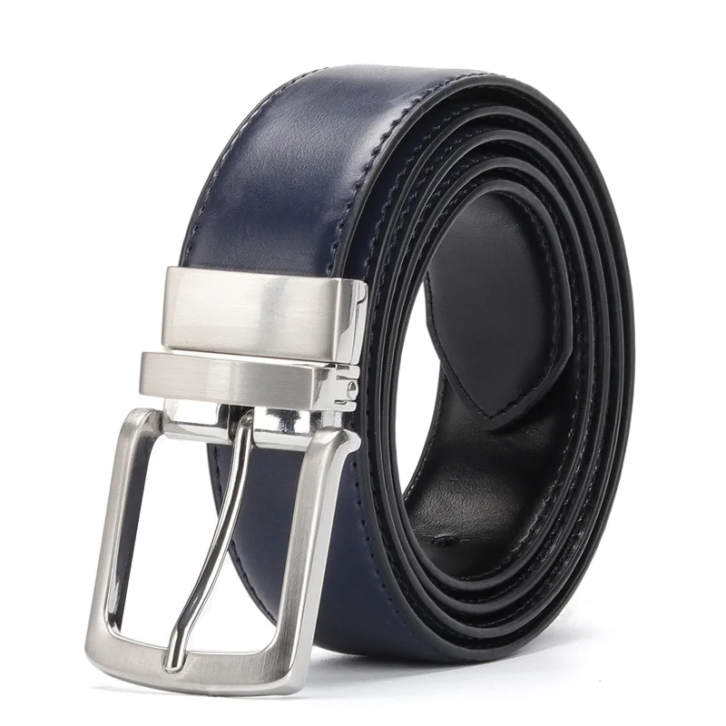 Men's Genuine Leather Belt Reversible For Jeans Male Rotated Buckle Dress Belts Designer Cowskin Leather Belts For Men Black real leather belt Belts