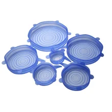 6 Unids/set Multi-funcional Stretch Tapas de Vacío hermético Mantener Fresco de Silicona A Prueba de Fugas Taza Tazón Plato de Comida cubierta de Envolver Alimentos Frescos