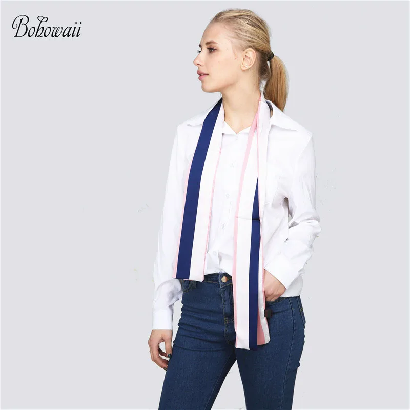 BOHOWAII Модный классический полосатый Женский фуляр 150x15 см Женская бандана Bufanda