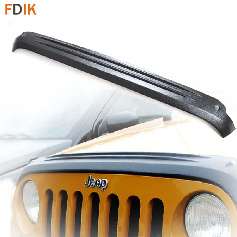 

Black Hood Engine Bonnet Bug Shield Wind Air Deflector Guards Protector for Jeep Wrangler 2007-2017