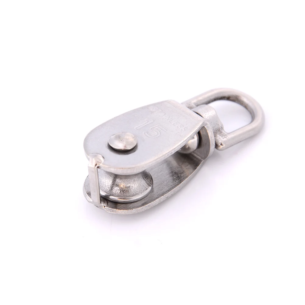 

1Pcs Stainless Steel Single Wheel Swivel Pulley M15 Wheel Block Heavy Duty Steel Swivel Lifting Rope Pulley For Wire Rope