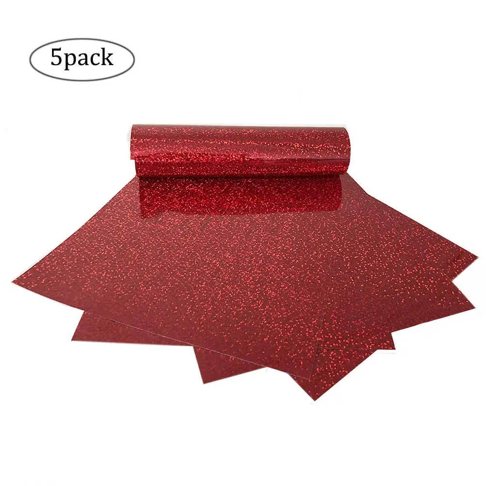 

Red Holographic Heat Transfer Vinyl Sheets - Easy to Weed Iron on HTV for T-Shirts, Craft Garment Heat Press 10"x12", 5 Sheets