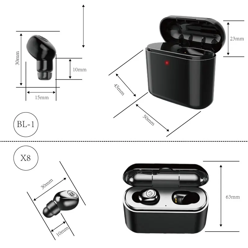 Bluetooth наушники настоящие беспроводные X8 TWS спортивные стерео бас гарнитура