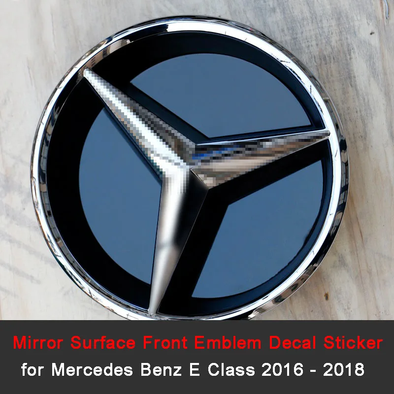 

For Mercedes Benz GLA CLA E Class X156 W213 AMG E200 E300 E400 Mirror Surface Front Steering Wheel Logo Sticker Decal Titanium