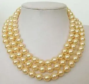 

Free shipping@@@@@LONG 60" 8mm Golden South Sea SHELL PEARL NECKLACE LL003