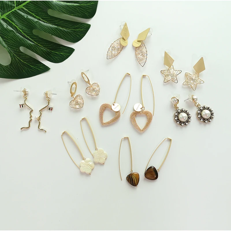 

JUJIA Vintage Heart Star Shaped Metal Drop Earrings For Women Wedding Statement Brincos Accessories Gift