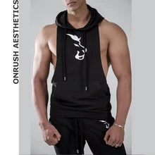 OA новые мужские майки без рукавов с капюшоном для фитнеса, быстросохнущие дышащие майки для бодибилдинга и тренировок, модные майки, топы