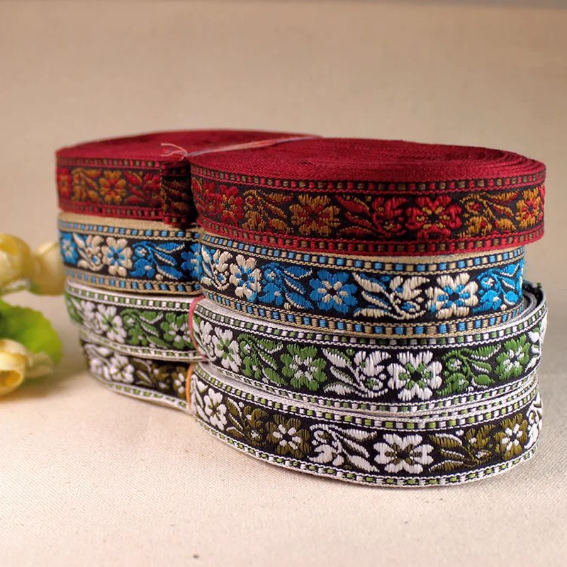 

5 Yards 2 cm Retro Jacquard Webbing Fine Quality Ribbon for Apparels Bags Bedding Curtain Webbing for Pet's Collar Guitar Straps