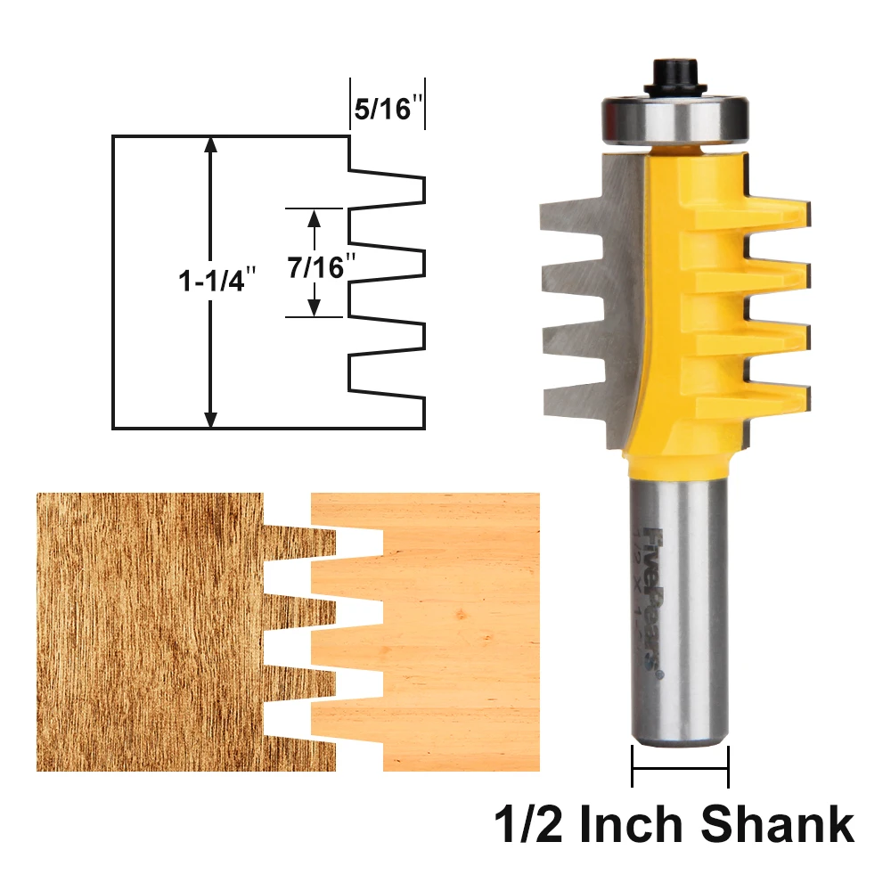 Фреза FivePears с 1/" хвостовиком, реверсивная фреза с клеевым соединением для деревообработки