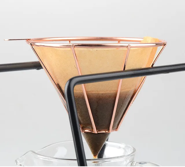 Best Offers Reusable Pour Over Coffee Filter Stand Coffee Dripper Geometric Metal Permanent Coffee Dripper for Coffee Marker Best Offers Reusable Pour Over Coffee Filter Stand Coffee Dripper Geometric Metal Permanent Coffee Dripper for Coffee Marker