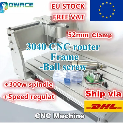 

[EU Stock/Free VAT] 3040 Desktop CNC Router Milling Machine 52mm Mechanical kit ball screw with Speed Regulator+300W Spindle