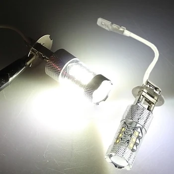 

H3 Car Fog Light Tail Signal Turn Lamp 12V/24V 80W 1600-2000LM 2pcs 16LED HID Replacement Pure white DRL