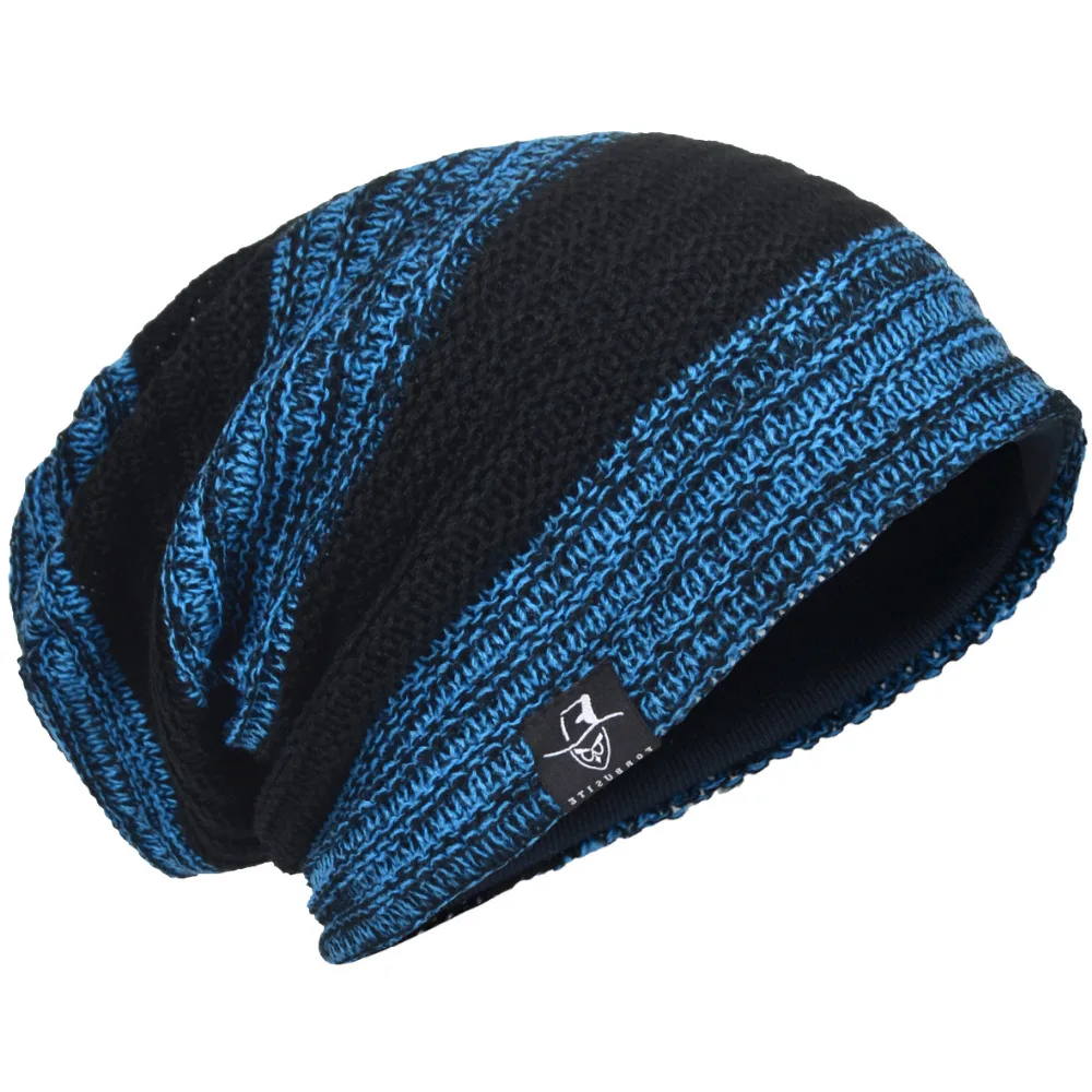 HISSHE Classic Mens Winter Knit Striped Beanie Cap High Quality Acrylic