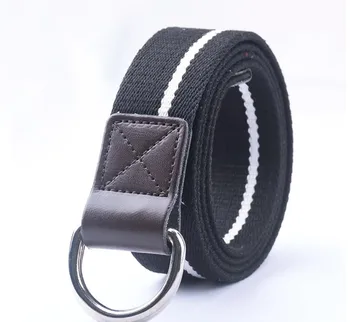 

hot fashion canvas belt double loop weaving smooth buckle belt cotton webbing belt longer belt for men/women