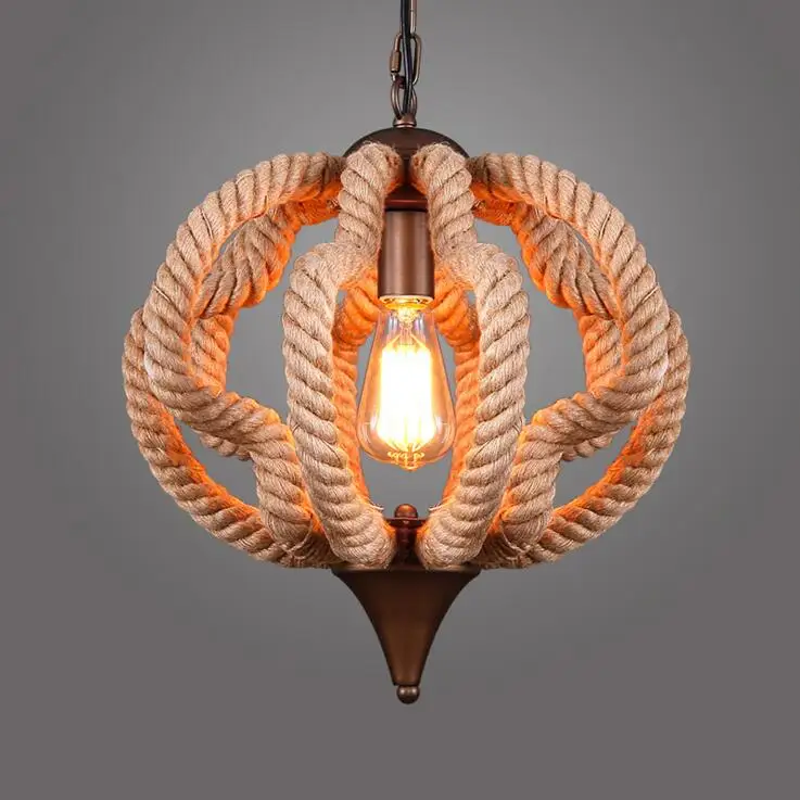 

Loft American Village Restaurant Chandelier Lighting Bar Clothing Store Iron Vintage Rope Hanging Lamp Light Fixtures