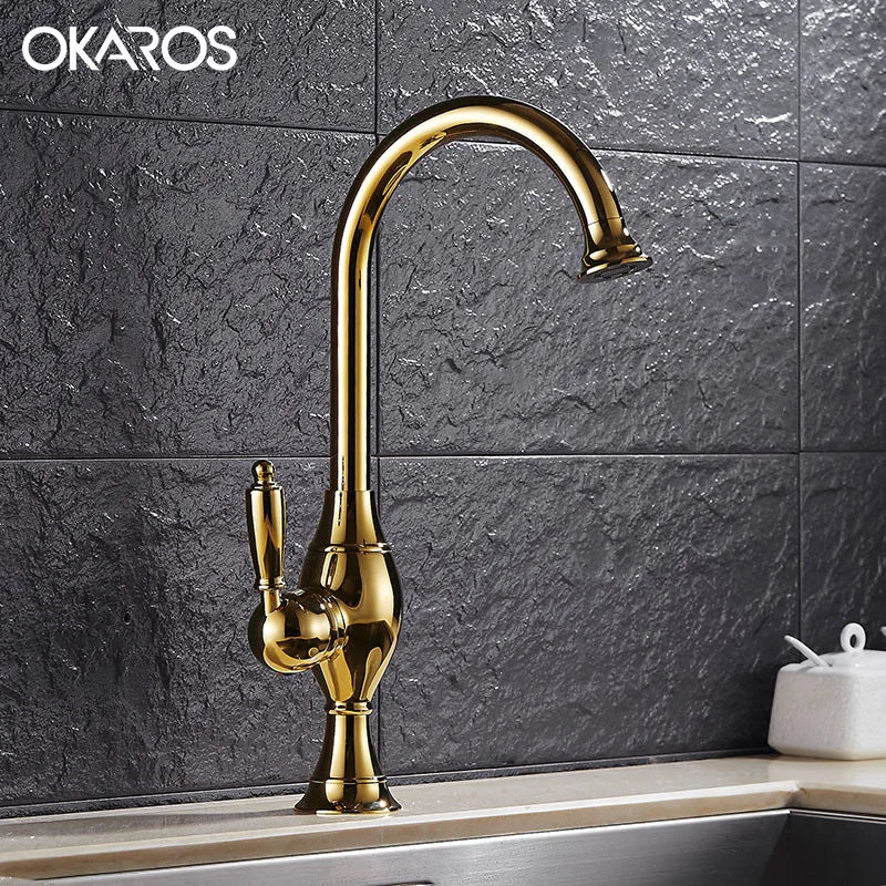 OKAROS Basin Faucet Kitchen Faucet Chrome/Gold 360 Degree Rotation Single Handle Vessel Sink Hot Cold Water Tap Mixer Torneira OKAROS Basin Faucet Kitchen Faucet Chrome/Gold 360 Degree Rotation Single Handle Vessel Sink Hot Cold Water Tap Mixer Torneira