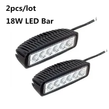2pcs 18W LED Bar Work Light Barra DRL 12V 6″ Spotlight Flood Lamp Driving Fog Light Offroad for Jeep Toyota SUV 4WD Boat Truck