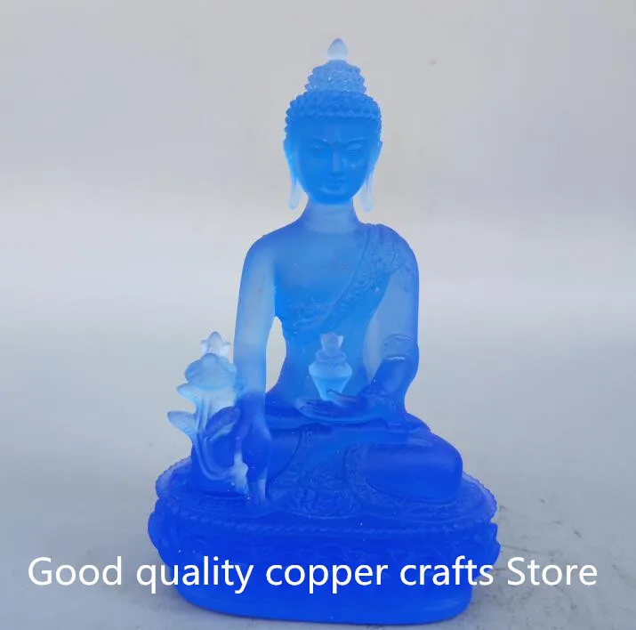 

Tibetan Buddhism blue the coloured glaze Medicine Buddha Statue