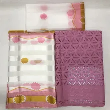 2,5+ 2,5+ 2 ярдов 3 шт африканская кружевная ткань Швейцарский хлопок сухие шелковые и Сатиновые подходящие высококачественные Швейцарский Кружевной материал B97-19