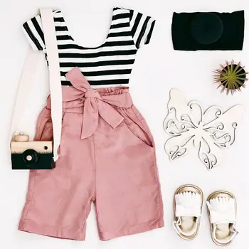 

Toddler Kids Baby Girl Cotton Clothes T-shirt Tops+Long Pants Summer Outfits Bow Pants Leggings Outfits Sunsuit