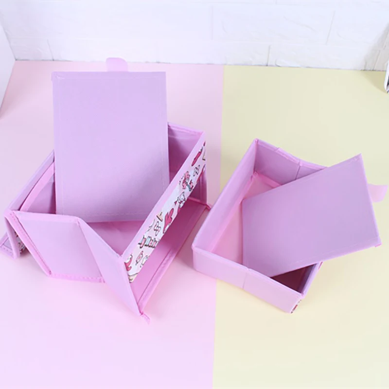 Foldable Cartoon Cosmetic Storage Box Bedroom Jewelry Makeup Key Office Articles Organizer Dormitory Sundries Container