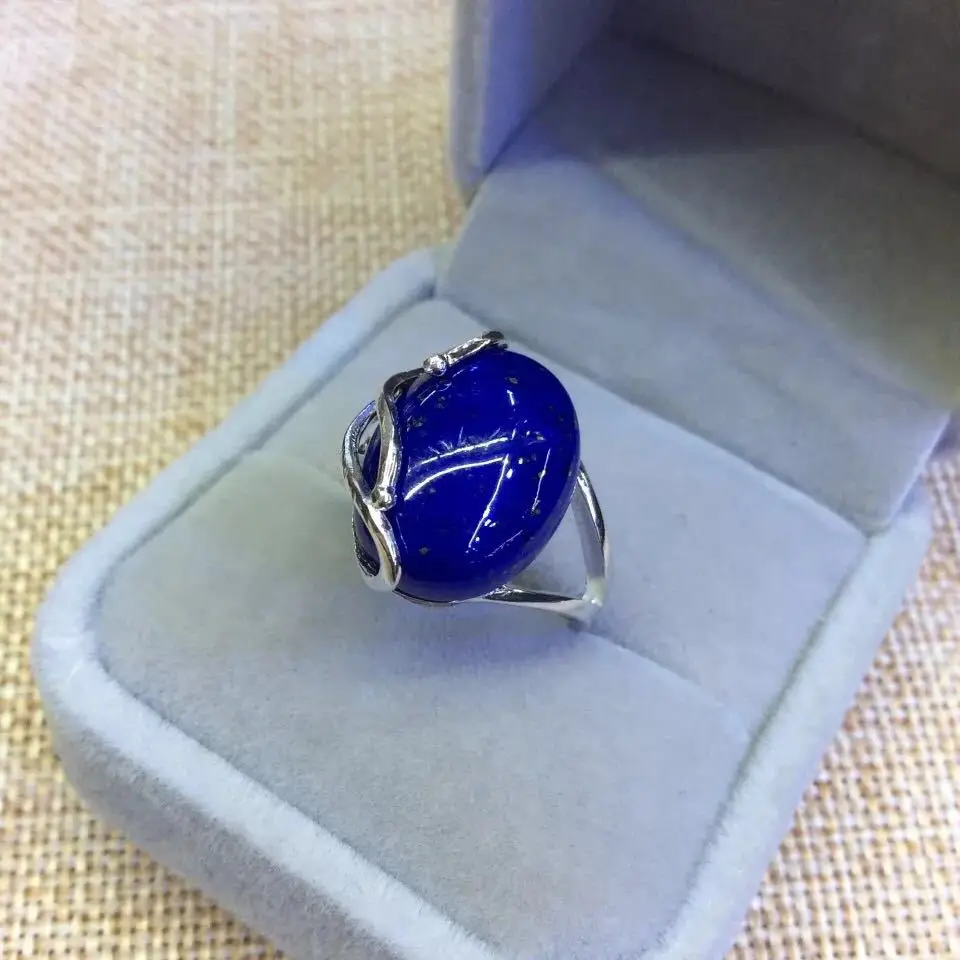 

Vintage Silver Ornaments S925 Sterling Silver Inlaid Natural Afghan Lapis Lazuli Exquisite Pattern Fashion Open Ended Ring