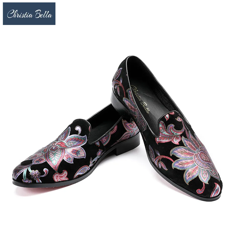 Christia Bella Men's Fashion Italian Luxury Floral Men Loafers Casual