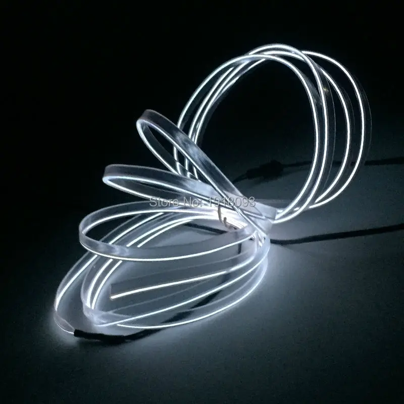 

High quality 3 Meters LED Strip EL Wire Tube Rope Flexible Neon Light 2.3mm-skirt White Car Inside Decoration