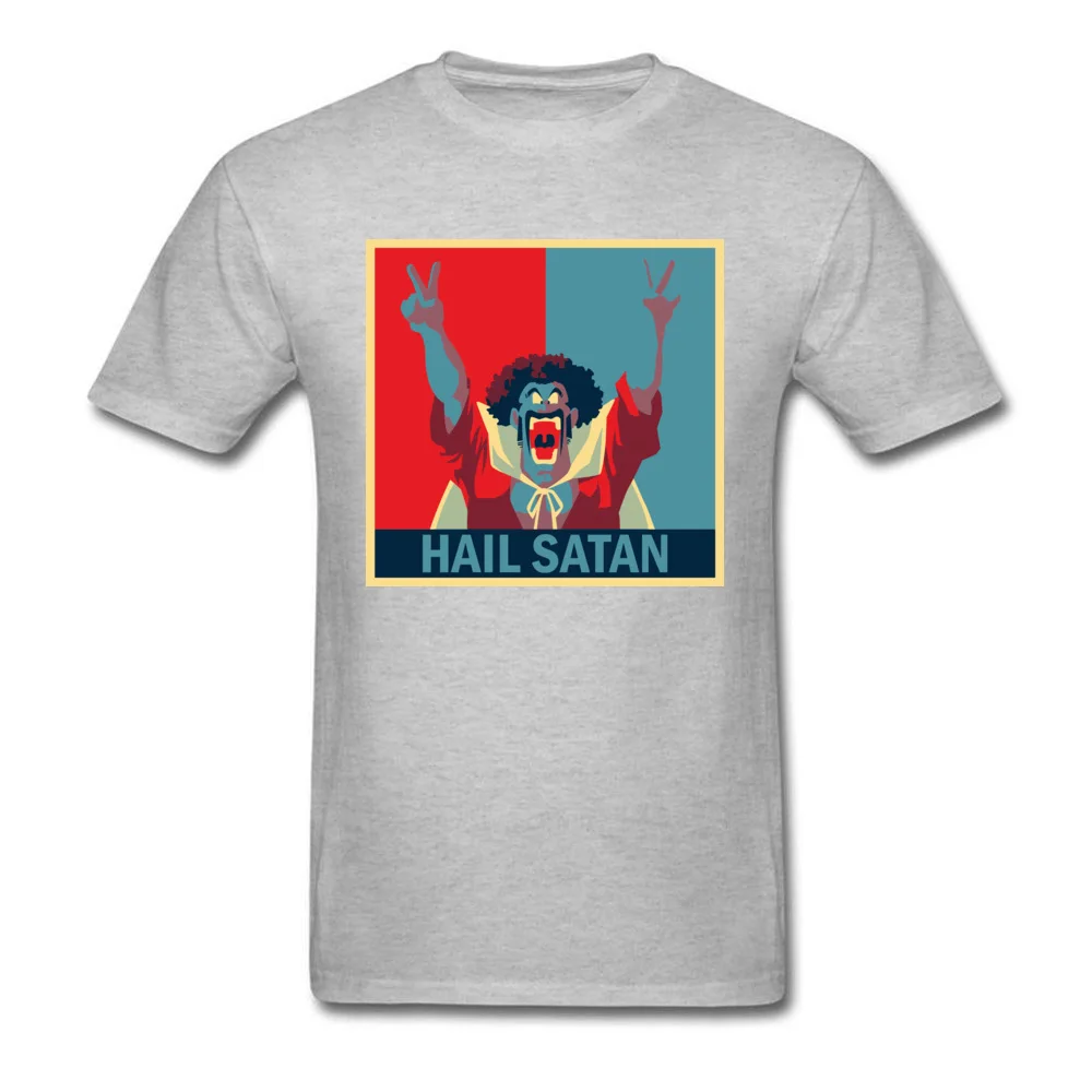 Hail Satan Tshirts Funny Short Sleeve 2018 Discount Round Collar 100% Cotton Tops Tees Summer Sweatshirts for Men Lovers Day Hail Satan grey