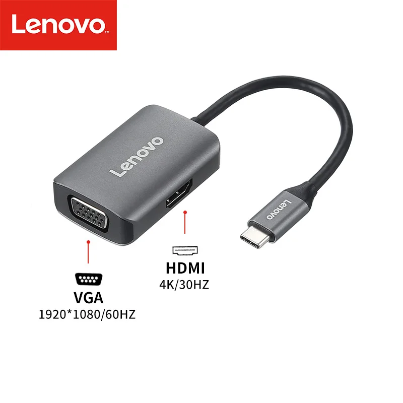 Lenovo USB C To HDMI 4K VGA Adapter USB 3.1 Type C USB-C to VGA HDMI Video  Converters Adaptor for 2017 New Macbook Pro - AliExpress Computer & Office