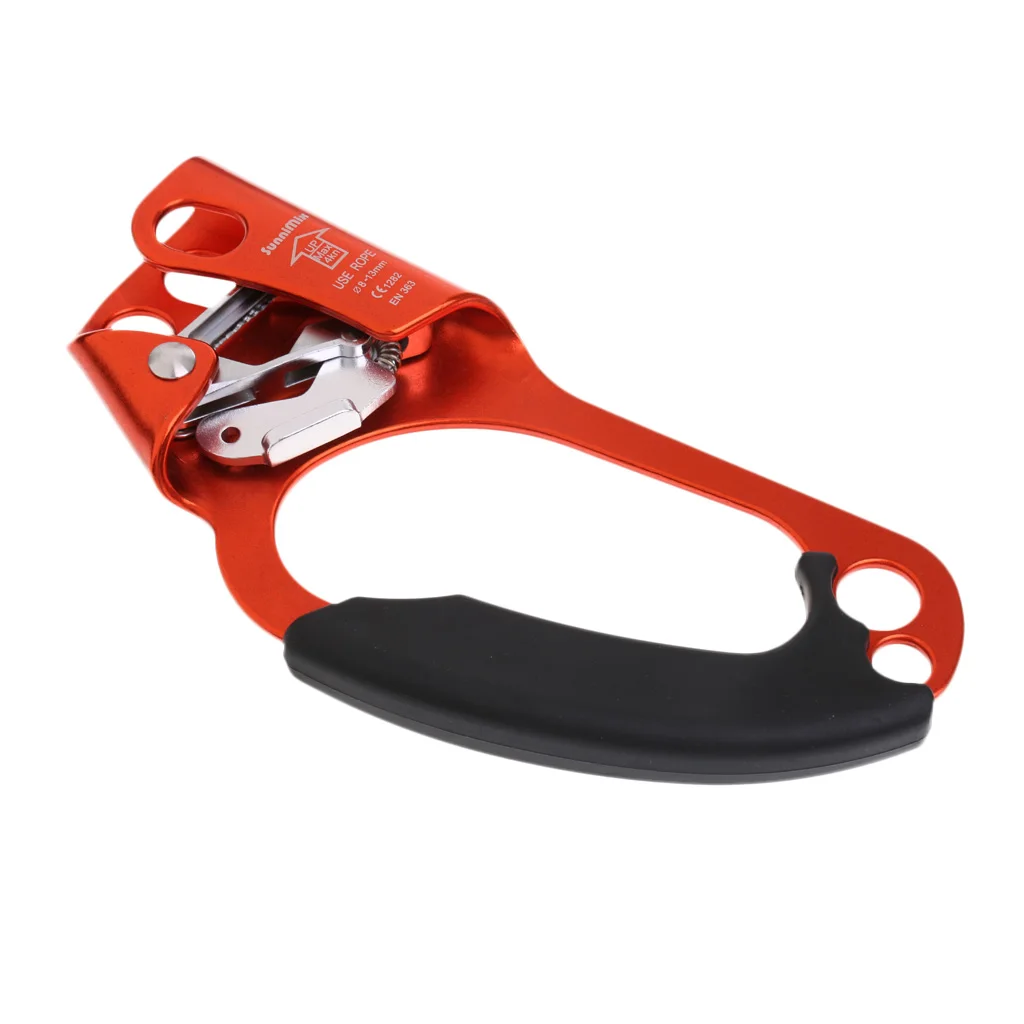 Tree Rock Climbing Hand Ascender Riser 8-13mm Rope Clamp Black Left Hand for Mountaineer Rescue Survival Camping Hiking Access