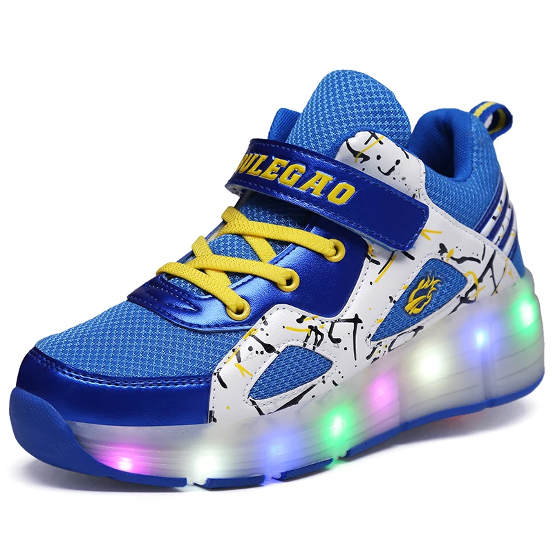 

Breathable Single Wheel Glowing Boys Girls Roller Skates Sneakers LED Light Shoes Little Kids/Big Kids Flashing Board 30-39