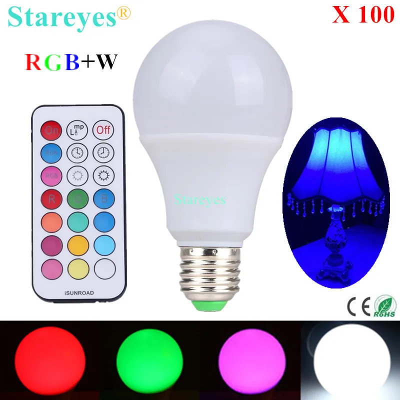 Free Shipping 100 Pcs E27 10w Rgb W Led Bulb Light Rgb White Led