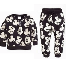 Эксклюзивные комплекты одежды для маленьких мальчиков осенне-зимний комплект для мальчиков, спортивные костюмы свитер с Микки Маусом для мальчиков, рубашка, штаны детская одежда из 2 предметов