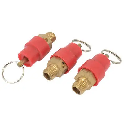 

Air Compressor 1/8PT Male Thread Safety Relief Valve Red Gold Tone 3 PCS