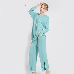 Pijama 2019 новые модальные домашние костюмы с длинными рукавами комплект из двух предметов, женские повседневные пижамы, КОСТЮМЫ СВОБОДНАЯ