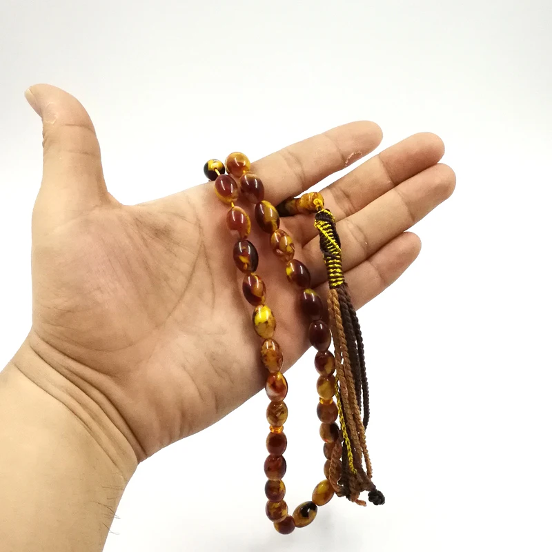 Ambers четки ислам Tasbih 33 Роскошные четки смолы бусины аянтарный Misbaha мастхан молитвенные бусины 9*12 мм браслет