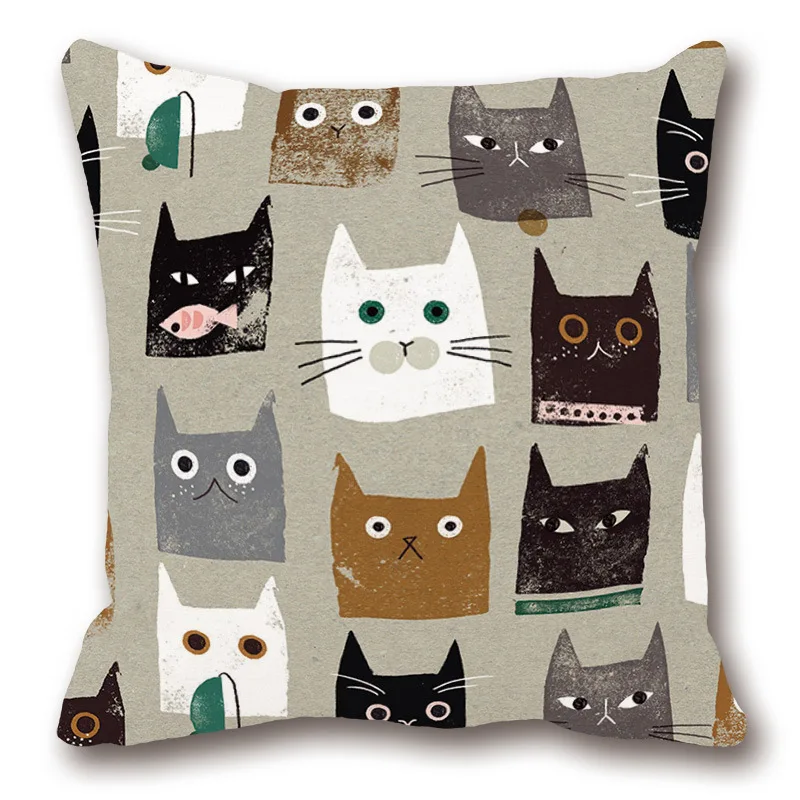 Home Decor Cushion Cover 18"Animal Throw Pillow Case Sofa  Gift Cotton Linen