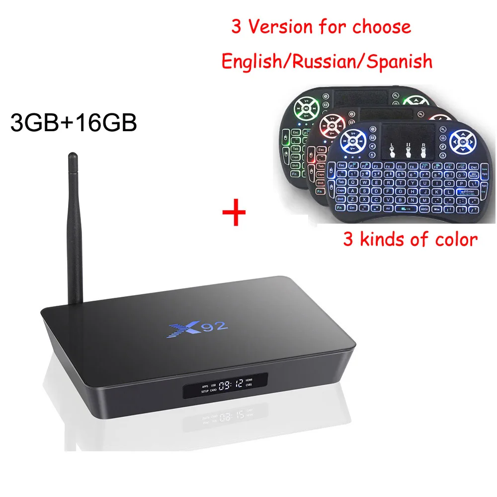 VONTAR X92 Android tv BOX 7,1 3GB 32GB Amlogic S912 Octa Core5G Wifi 4K BT4.0 H.265 Dual Wifi Google Play Youtube Smart tv BOX - Цвет: 3GB 16G Backlit KB