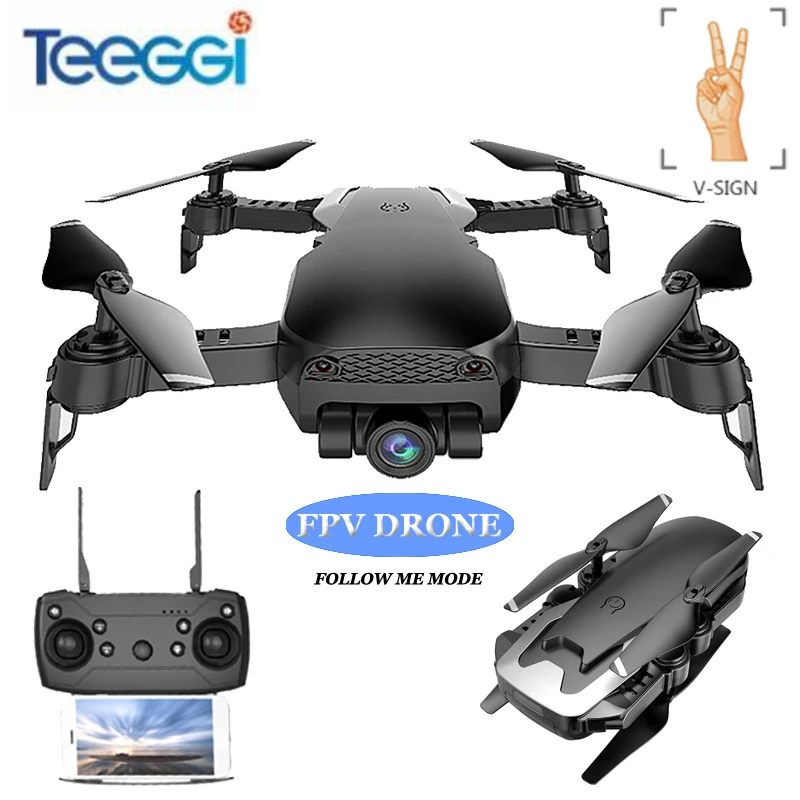 

Teeggi M69G FPV Selfie Dron Foldable RC Drone with 1080P HD Camera WiFi Optical Flow Positioning Quadcopter VS VISUO XS809HW X12