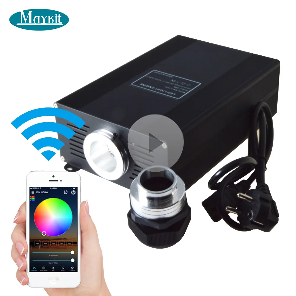  Maykit 45W WiFi Control smartphone APP RGB LED Fiber Optic Light with 1100 strand optical fiber at 