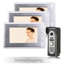 FREE SHIPPING Wired 7″ TFT Color Screen Video Door phone Intercom System 1 Outdoor Bell Camera + 3 Monitors IN STOCK Wholesale