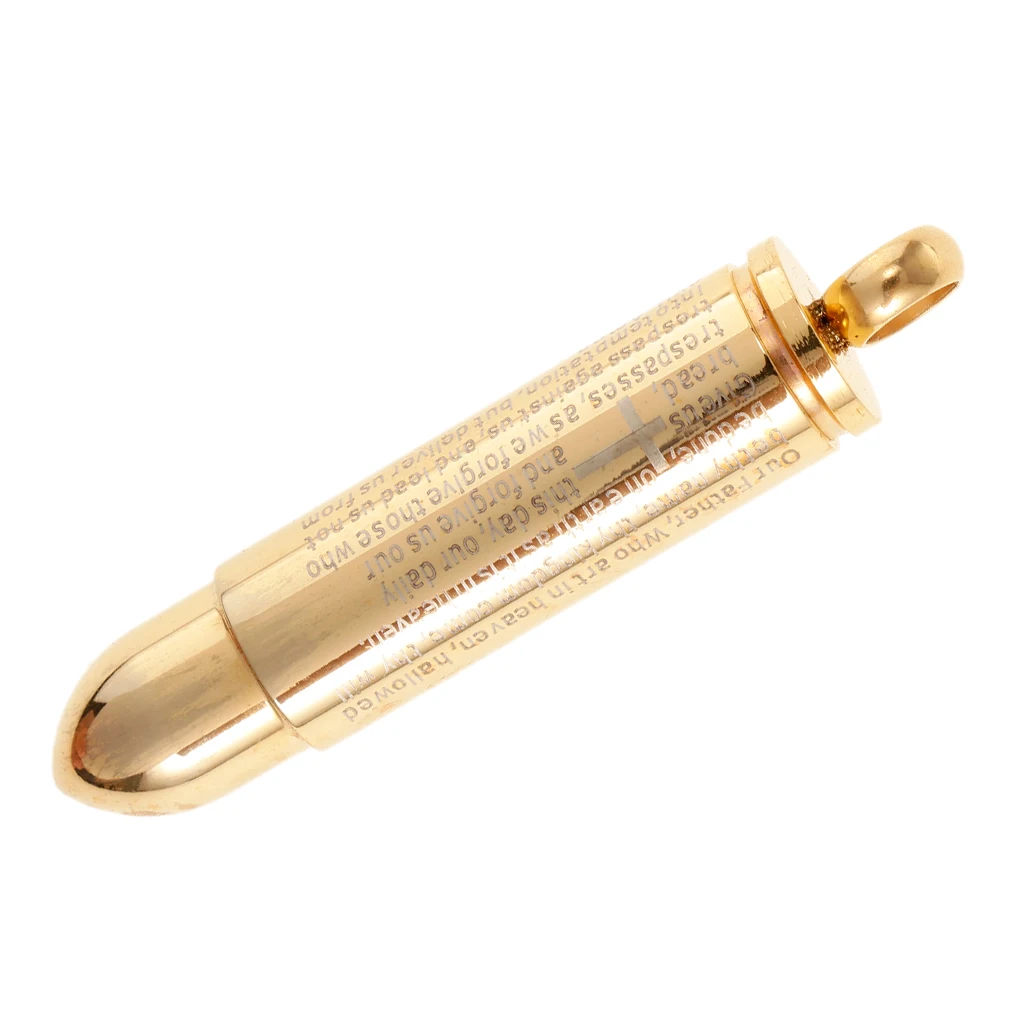Stainless Steel Cross Bible Bullet Cremation Ashes Urn Pendant