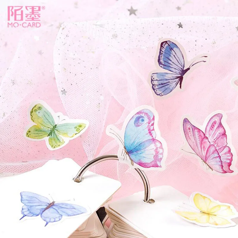 46 шт./кор. милые наклейки с бабочками креативные канцелярские наклейки милые клейкие наклейки для детей дневник в стиле Скрапбукинг фото Ablums