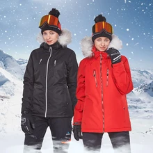 Зимний лыжный костюм для женщин, уличные спортивные костюмы для сноуборда, лыжный комплект, куртка, зимние штаны, ветрозащитный меховой воротник, теплый и ветрозащитный