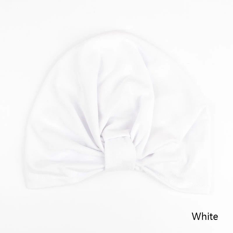 REAKIDS, дизайн, милая хлопковая детская шапка, мягкая шапка-тюрбан с узлом для девочек, летняя шапка в богемном стиле, детская шапка для новорожденных девочек и мальчиков - Цвет: C White