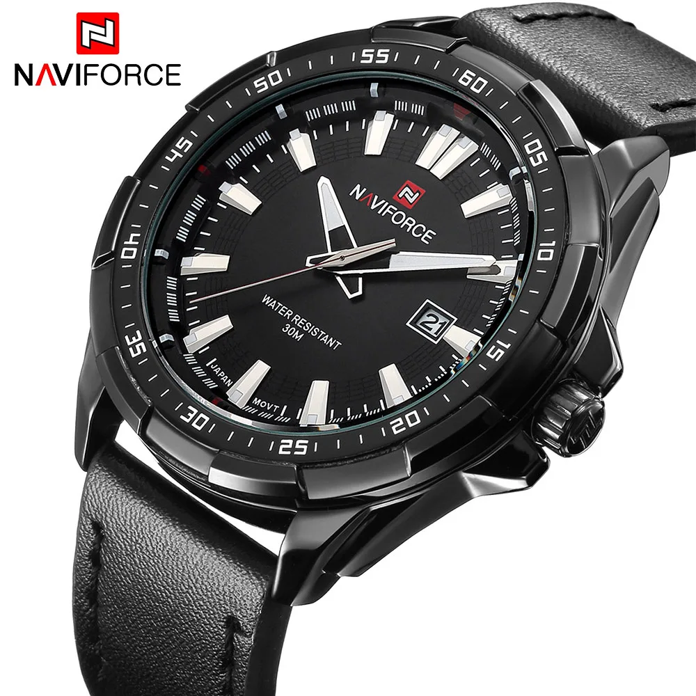 Preise NAVIFORCE Mode Casual Sport Männer Uhren Herren Quarz Datum Uhr Mann Leder Band Army Military Armbanduhr Relogio Masculino